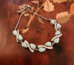 JTV Larimar And Silver Adjustable Bracelet